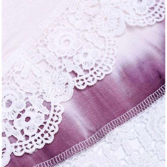 Purple and White Tie Dye Lace Hem Tunic - Picture 7 of 8